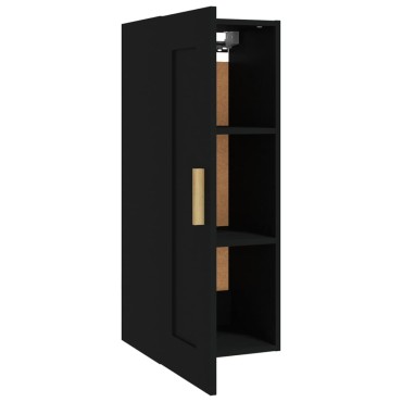 vidaXL Ντουλάπι Τοίχου Μαύρο 35x34x90cm Επεξεργασμένο Ξύλο 1 τεμ.