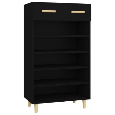 vidaXL Παπουτσοθήκη Μαύρη 60x35x105cm από Επεξεργασμένο Ξύλο