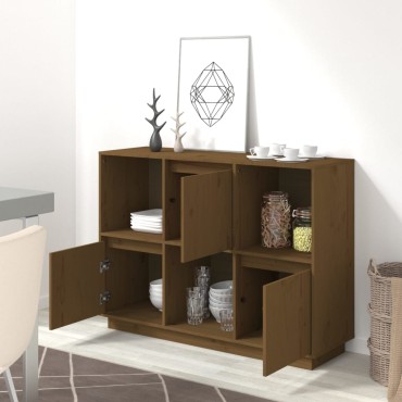vidaXL Ντουλάπι Καφέ Μελί 110,5x35x80cm από Μασίφ Ξύλο Πεύκου 1 τεμ.