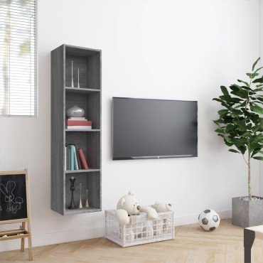 vidaXL Βιβλιοθήκη/Έπιπλο Τηλεόρασης Γκρι sonoma 143x30x36cm Επεξ. Ξύλο 1 τεμ.