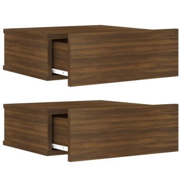 vidaXL Κομοδίνα Κρεμαστά 2 τεμ. Καφέ Δρυς 40x30x15cm Επεξεργ. Ξύλο