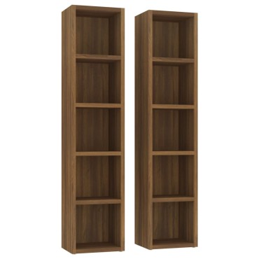 vidaXL Ντουλάπια CD 2 τεμ. Καφέ δρυς 21x16x93,5cm Επεξεργασμένο Ξύλο