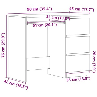 vidaXL Γραφείο Γκρι Sonoma 90x45x76cm από Επεξεργασμένο Ξύλο 1 τεμ.