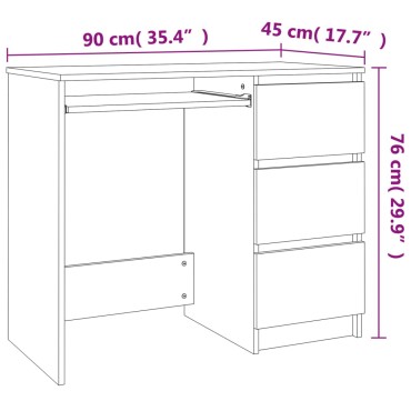 vidaXL Γραφείο Γκρι Sonoma 90x45x76cm από Επεξεργασμένο Ξύλο 1 τεμ.