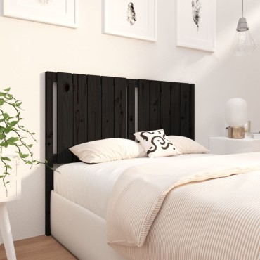 vidaXL Κεφαλάρι Κρεβατιού Μαύρο 125,5x4x100cm Μασίφ Ξύλο Πεύκου 1 τεμ.