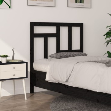 vidaXL Κεφαλάρι Κρεβατιού Μαύρο 80,5x4x100cm Μασίφ Ξύλο Πεύκου 1 τεμ.
