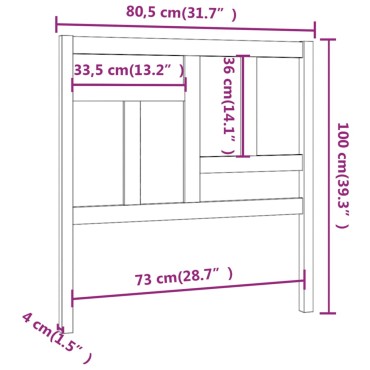 vidaXL Κεφαλάρι Κρεβατιού Μαύρο 80,5x4x100cm Μασίφ Ξύλο Πεύκου 1 τεμ.