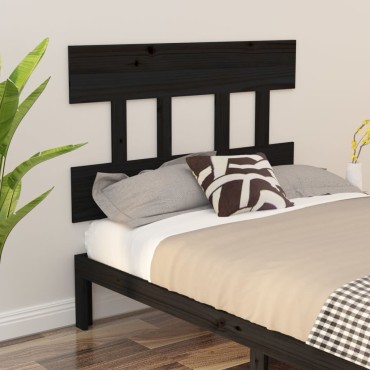 vidaXL Κεφαλάρι Κρεβατιού Μαύρο 103,5x3x81cm Μασίφ Ξύλο Πεύκου 1 τεμ.
