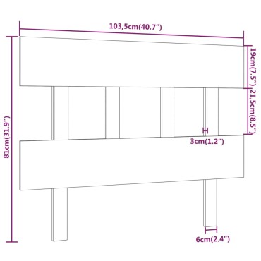 vidaXL Κεφαλάρι Κρεβατιού Μαύρο 103,5x3x81cm Μασίφ Ξύλο Πεύκου 1 τεμ.