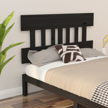 vidaXL Κεφαλάρι Κρεβατιού Μαύρο 153,5x3x81cm Μασίφ Ξύλο Πεύκου 1 τεμ.