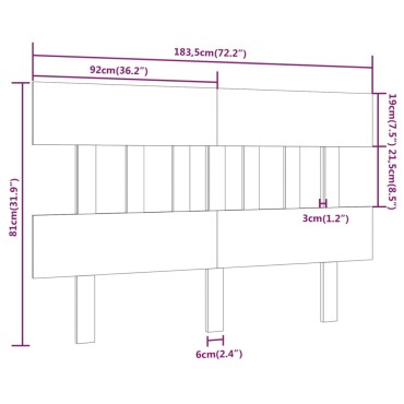 vidaXL Κεφαλάρι Κρεβατιού 183,5x3x81cm από Μασίφ Ξύλο Πεύκου 1 τεμ.