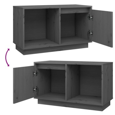 vidaXL Έπιπλο Τηλεόρασης Γκρι 74x35x44cm από Μασίφ Ξύλο Πεύκου
