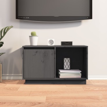 vidaXL Έπιπλο Τηλεόρασης Γκρι 74x35x44cm από Μασίφ Ξύλο Πεύκου