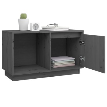 vidaXL Έπιπλο Τηλεόρασης Γκρι 74x35x44cm από Μασίφ Ξύλο Πεύκου