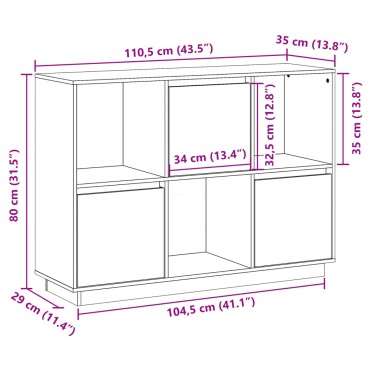 vidaXL Ντουλάπι 110,5x35x80cm από Μασίφ Ξύλο Πεύκου 1 τεμ.