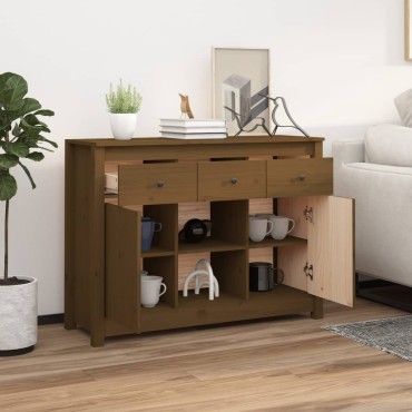 vidaXL Ντουλάπι Καφέ Μελί 100x35x74,5cm από Μασίφ Ξύλο Πεύκου 1 τεμ.