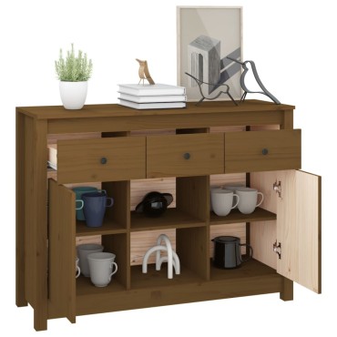 vidaXL Ντουλάπι Καφέ Μελί 100x35x74,5cm από Μασίφ Ξύλο Πεύκου 1 τεμ.