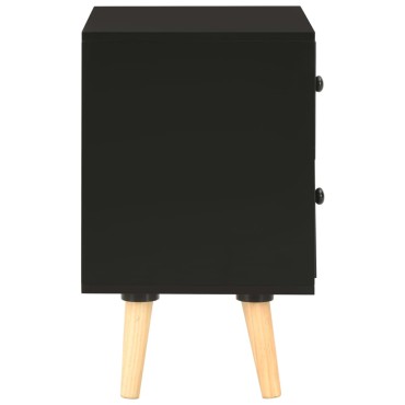 vidaXL Κομοδίνα 2 τεμ. Μαύρα 40x30x50cm από Μασίφ Ξύλο Πεύκου