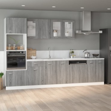 vidaXL Κρεμαστό Ντουλάπι Γυάλινο Lyon Γκρι Sonoma 80x31x60cm 1 τεμ.