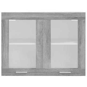 vidaXL Κρεμαστό Ντουλάπι Γυάλινο Lyon Γκρι Sonoma 80x31x60cm 1 τεμ.