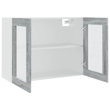 vidaXL Κρεμαστό Ντουλάπι Γυάλινο Lyon Γκρι Sonoma 80x31x60cm 1 τεμ.