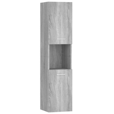 vidaXL Ντουλάπι Μπάνιου Γκρι Sonoma 30x30x130cm Επεξεργασμένο Ξύλο 1 τεμ.