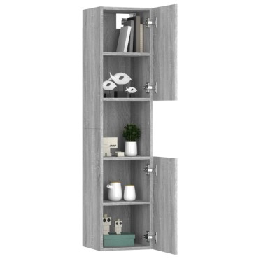 vidaXL Ντουλάπι Μπάνιου Γκρι Sonoma 30x30x130cm Επεξεργασμένο Ξύλο 1 τεμ.