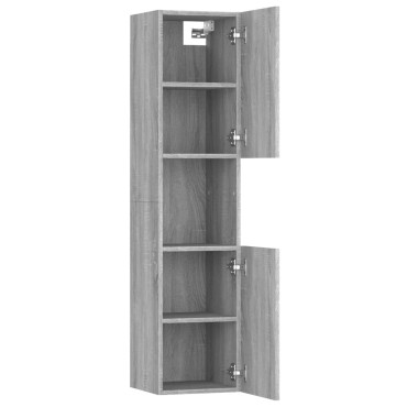 vidaXL Ντουλάπι Μπάνιου Γκρι Sonoma 30x30x130cm Επεξεργασμένο Ξύλο 1 τεμ.