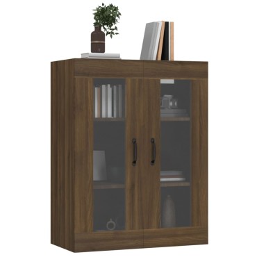 vidaXL Κρεμαστό Ντουλάπι Τοίχου Καφέ Δρυς 69,5x34x90cm Επεξ. Ξύλο 1 τεμ.