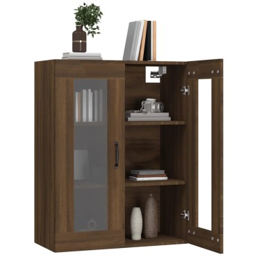 vidaXL Κρεμαστό Ντουλάπι Τοίχου Καφέ Δρυς 69,5x34x90cm Επεξ. Ξύλο 1 τεμ.