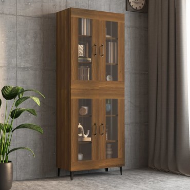 vidaXL Κρεμαστό Ντουλάπι Τοίχου Καφέ Δρυς 69,5x34x90cm Επεξ. Ξύλο 1 τεμ.