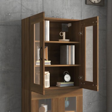 vidaXL Κρεμαστό Ντουλάπι Τοίχου Καφέ Δρυς 69,5x34x90cm Επεξ. Ξύλο 1 τεμ.