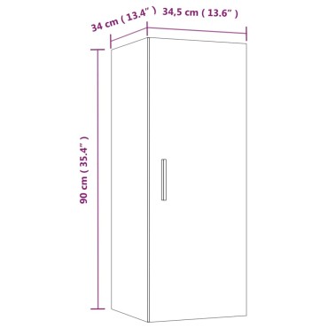 vidaXL Ντουλάπι Τοίχου Καπνιστή δρυς 34,5x34x90cm Επεξεργασμένο Ξύλο 1 τεμ.