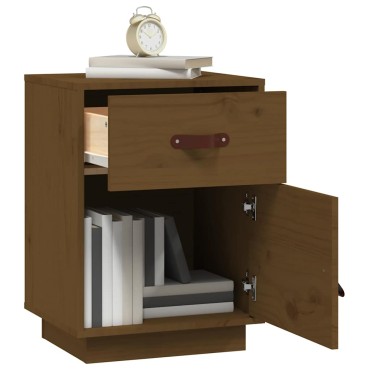vidaXL Κομοδίνο Καφέ Μελί 40x34x55cm από Μασίφ Ξύλο Πεύκου 1 τεμ.
