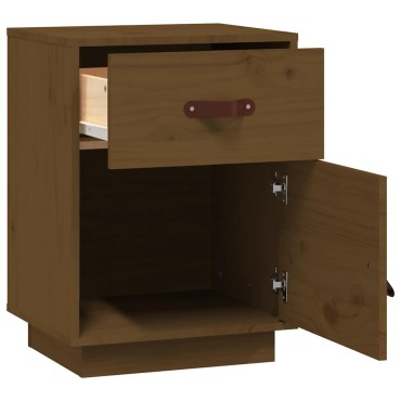 vidaXL Κομοδίνο Καφέ Μελί 40x34x55cm από Μασίφ Ξύλο Πεύκου 1 τεμ.