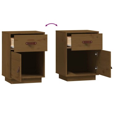 vidaXL Κομοδίνο Καφέ Μελί 40x34x55cm από Μασίφ Ξύλο Πεύκου 1 τεμ.