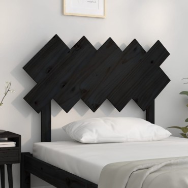 vidaXL Κεφαλάρι Κρεβατιού Μαύρο 104x3x80,5cm από Μασίφ Ξύλο Πεύκου 1 τεμ.