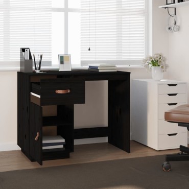 vidaXL Γραφείο Μαύρο 95x50x75cm από Μασίφ Ξύλο Πεύκου 1 τεμ.