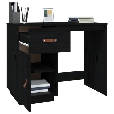 vidaXL Γραφείο Μαύρο 95x50x75cm από Μασίφ Ξύλο Πεύκου 1 τεμ.