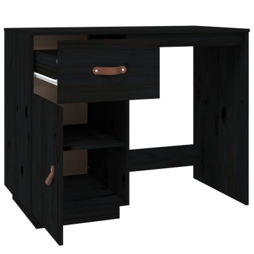 vidaXL Γραφείο Μαύρο 95x50x75cm από Μασίφ Ξύλο Πεύκου 1 τεμ.