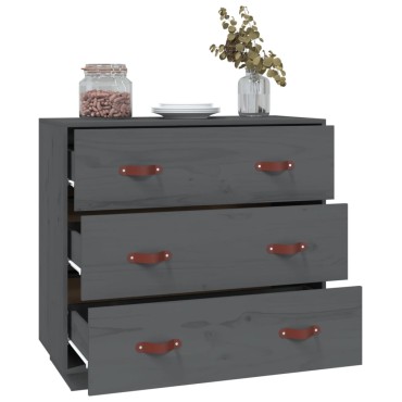 vidaXL Ντουλάπι Γκρι 80x40x75cm από Μασίφ Ξύλο Πεύκου 1 τεμ.