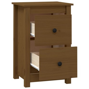 vidaXL Κομοδίνο Καφέ Μελί 40x35x61,5cm από Μασίφ Ξύλο Πεύκου 1 τεμ.