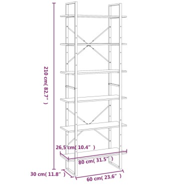 vidaXL Ραφιέρα Γκρι Sonoma 80x30x210cm από Επεξεργασμένο Ξύλο 1 τεμ.