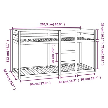 vidaXL Κουκέτα 80x200cm από Μασίφ Ξύλο Πεύκου 1 τεμ. - Μονό