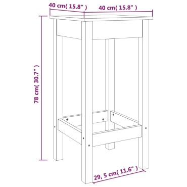 vidaXL Καρέκλες Μπαρ 2 τεμ. Μαύρο 40x40x78cm Μασίφ Ξύλο Πεύκου