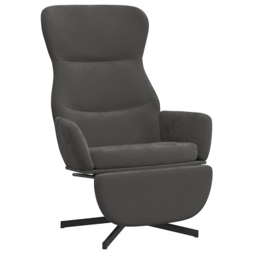 vidaXL Πολυθρόνα Relax Σκούρο Γκρι Βελούδινη με Υποπόδιο 70x77x94cm 1 τεμ.