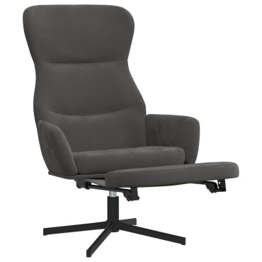 vidaXL Πολυθρόνα Relax Σκούρο Γκρι Βελούδινη με Υποπόδιο 70x77x94cm 1 τεμ.