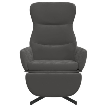 vidaXL Πολυθρόνα Relax Σκούρο Γκρι Βελούδινη με Υποπόδιο 70x77x94cm 1 τεμ.