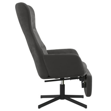 vidaXL Πολυθρόνα Relax Σκούρο Γκρι Βελούδινη με Υποπόδιο 70x77x94cm 1 τεμ.