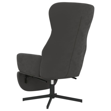 vidaXL Πολυθρόνα Relax Σκούρο Γκρι Βελούδινη με Υποπόδιο 70x77x94cm 1 τεμ.